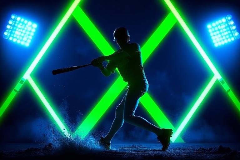 Rebatedor de beisebol em arte neon